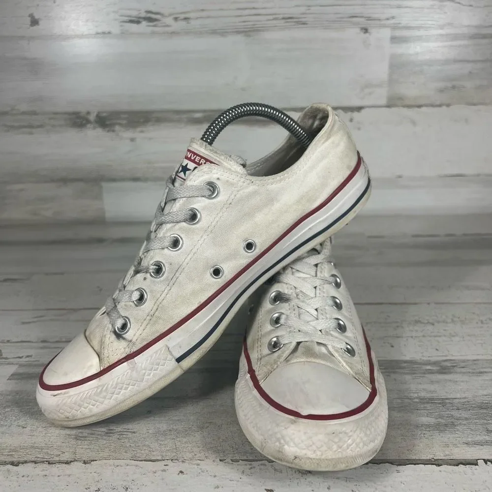 Converse All Star Shoes Women 9.5  White Chuck Taylor Sneaker Low Top Denim_5
